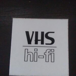 Vhs hi Fi graphic logo 1990s 90s dumbgood logo Black and white sticker Box logo